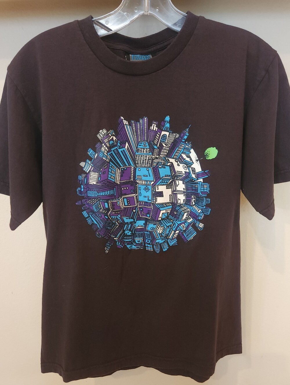 Frozen Munky Graphic City Sphere Tee - Greyish Purple with Blue & Purple Print
